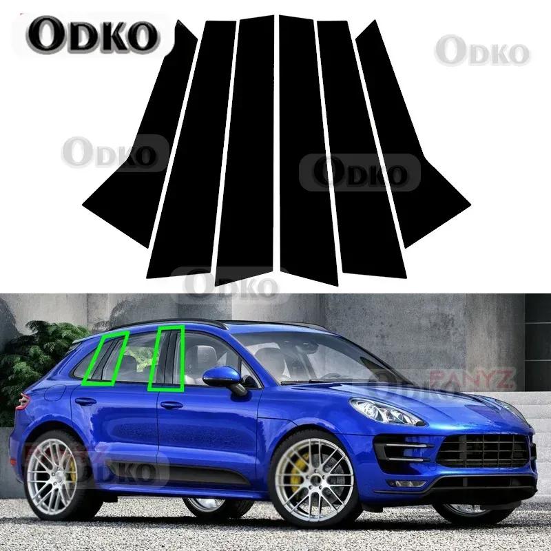 6 Pcs Car Door Window Glossy Piano Black Pillar Posts Cover Trim for Porsche Macan 2014- Accessories Auto Exterior Parts