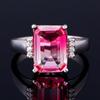FCGJHW Multicolor Large Rectangular 10*14MM Tourmaline Craft Zircon Ring Female Engagement Wedding Party Jewelry Anniversary
