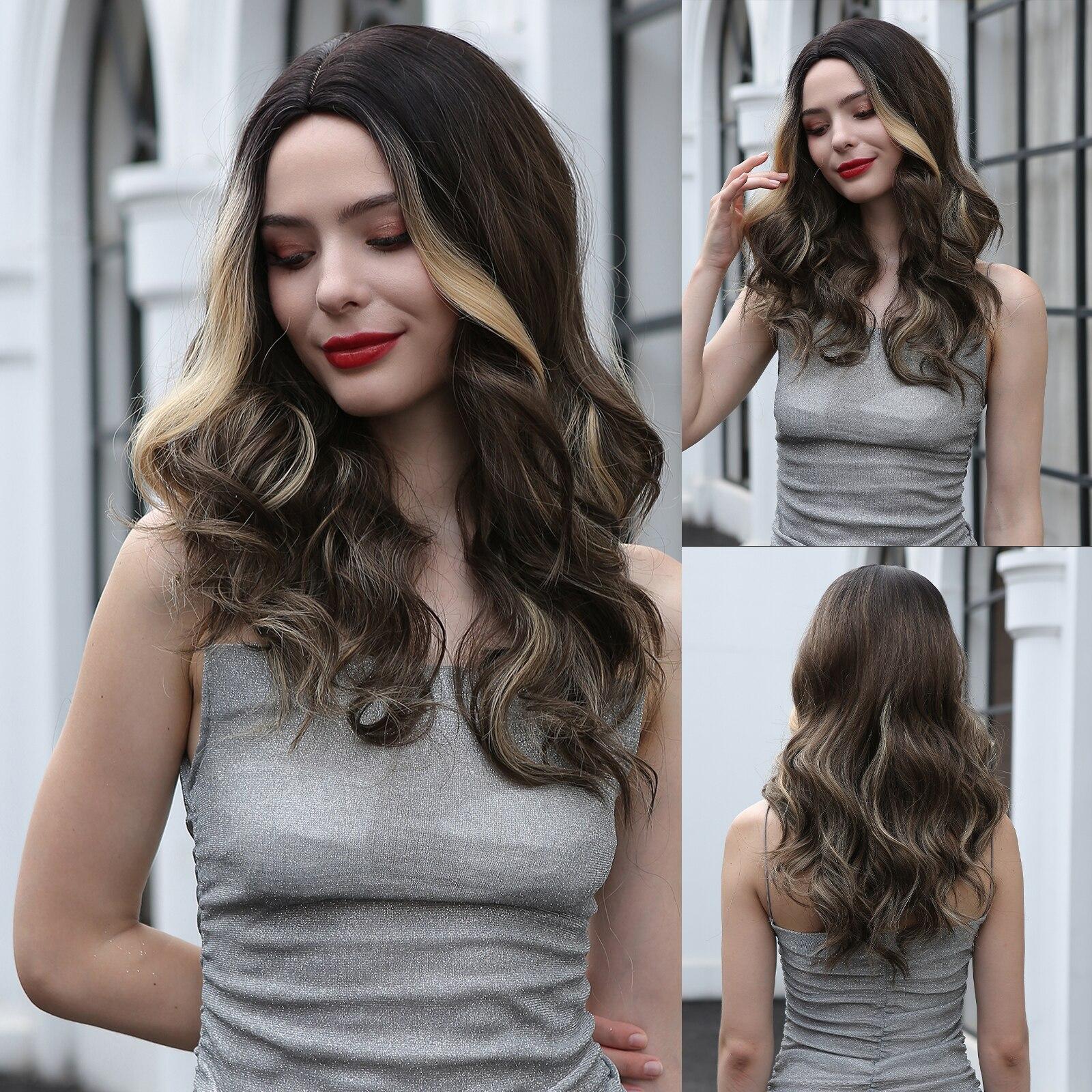 

Длинные светлые синтетические парики с глубокой волной и челкой, парики из вьющихся волос для женщин, ежедневные парики, термостойкие