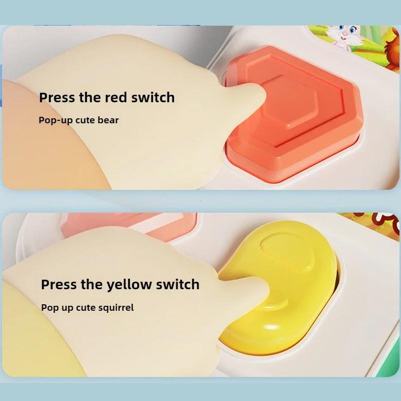 Interactive Pop up Animals Sorting Color Animal Activity Toy for Kid Fine Motor Skill Training Press Pull Button Montesorri Gift