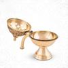Arzător de tămâie Dhuna Loban din alamă, Arzător de tămâie Dhooni Dhoop Dani rotund, Suport de tămâie din alamă de masă pentru Loban, Dhoop Dani elegant și tradițional