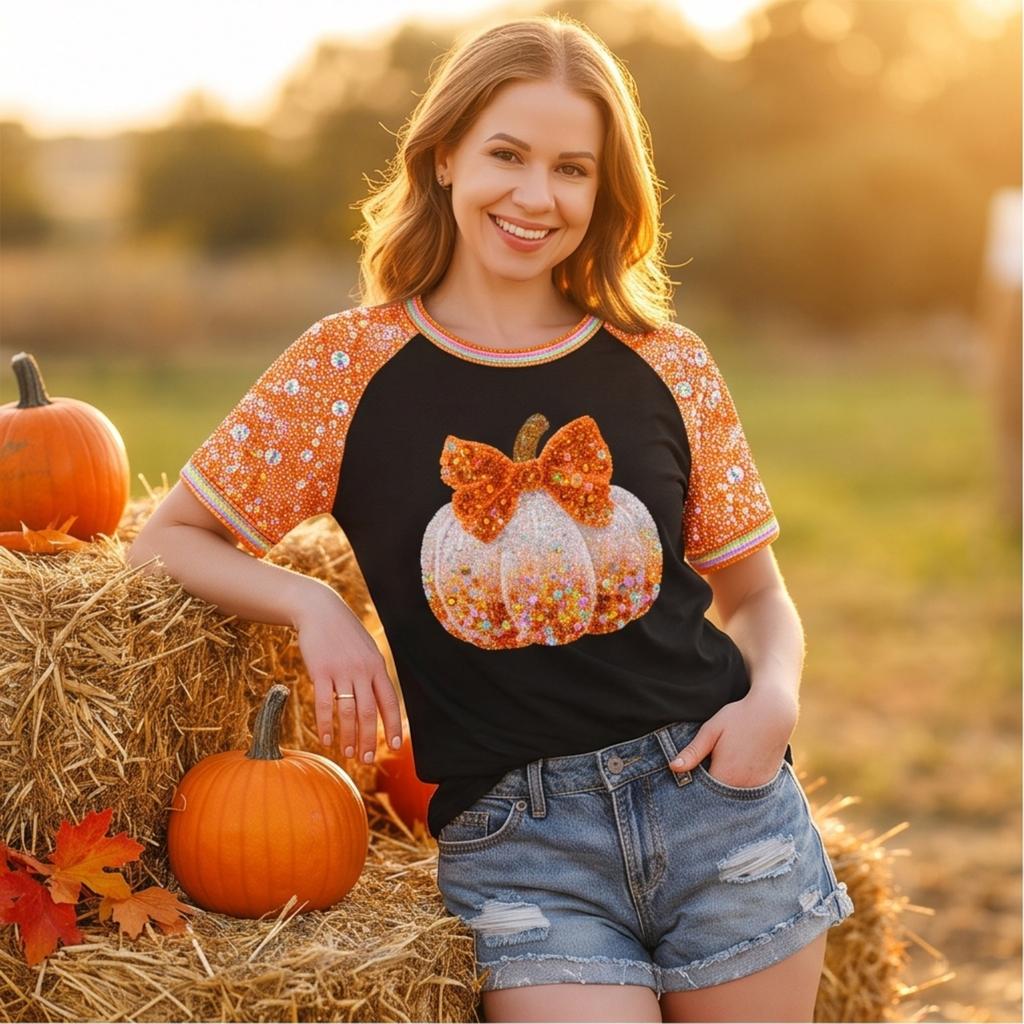 Women's Casual Halloween Printed Pullover T-Shirt Top