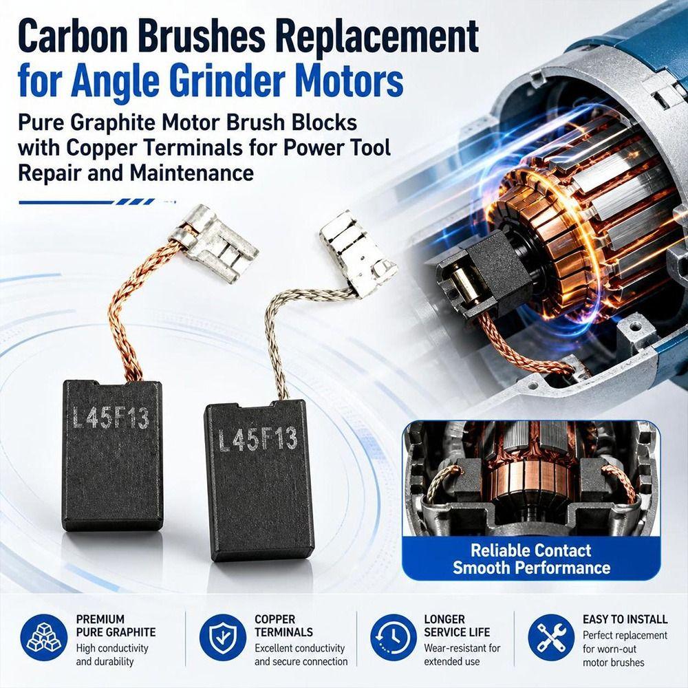2Pcs Copper Terminals Carbon Brushes Graphite Rectangular Brush Blocks Angle Grinder Repair