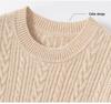Women's 100% Pure Cashmere Cable Knit Short Sleeve Pullover Sweater