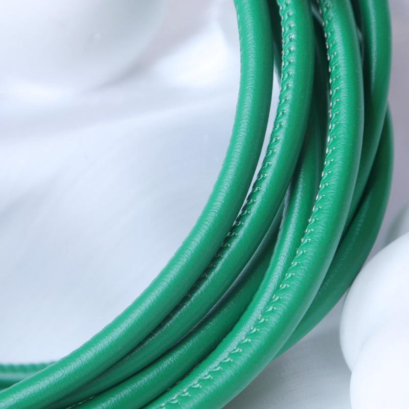 PU Leather Round Handle Strap with Lock Edge Stitching - DIY Traction Weaving Ornament E18