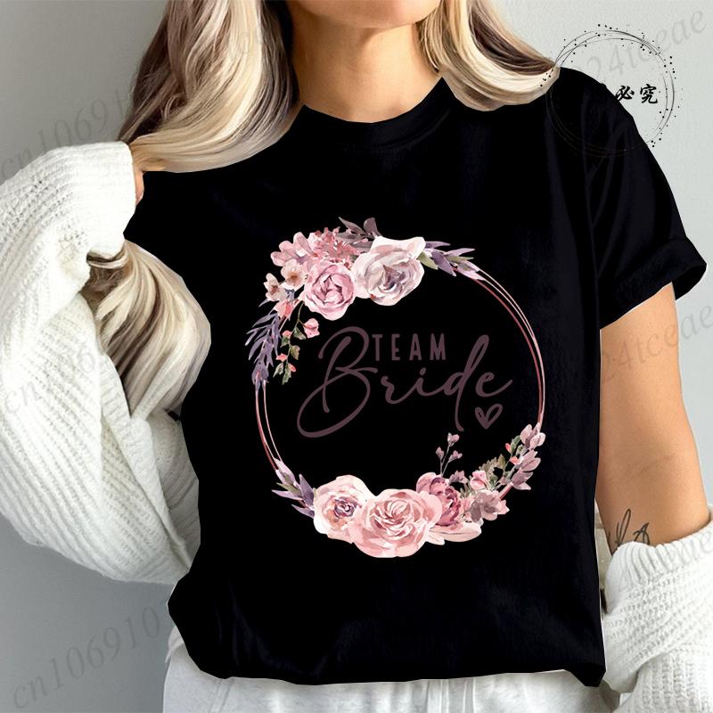 Bridal Graphic T Shirt for Women T Shirt Bride Team Tshirt Bride To Be Fashion T Shirt Women Bachelorette Party TShirt Tops T01