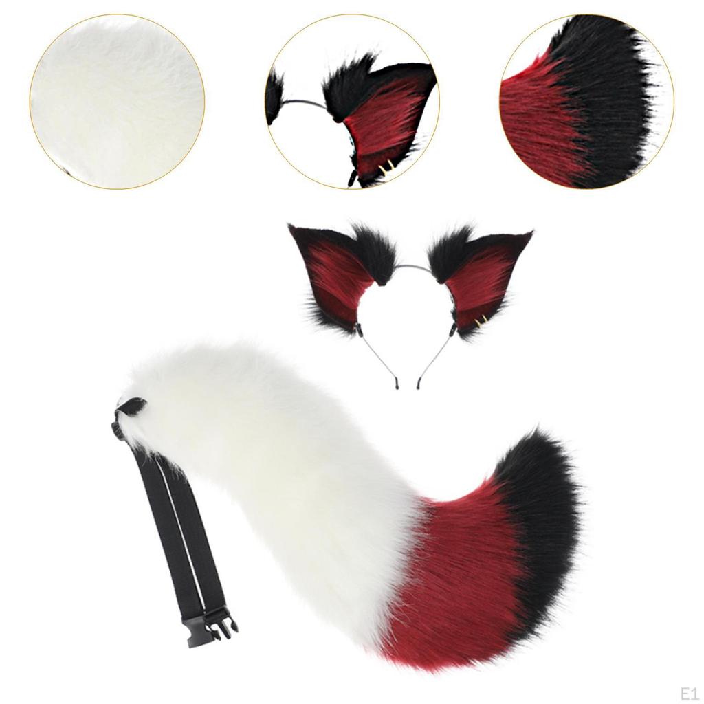 Cat Ears and Tail Set Cosplay pannebånd for Party Carnival Prom Stage Performance