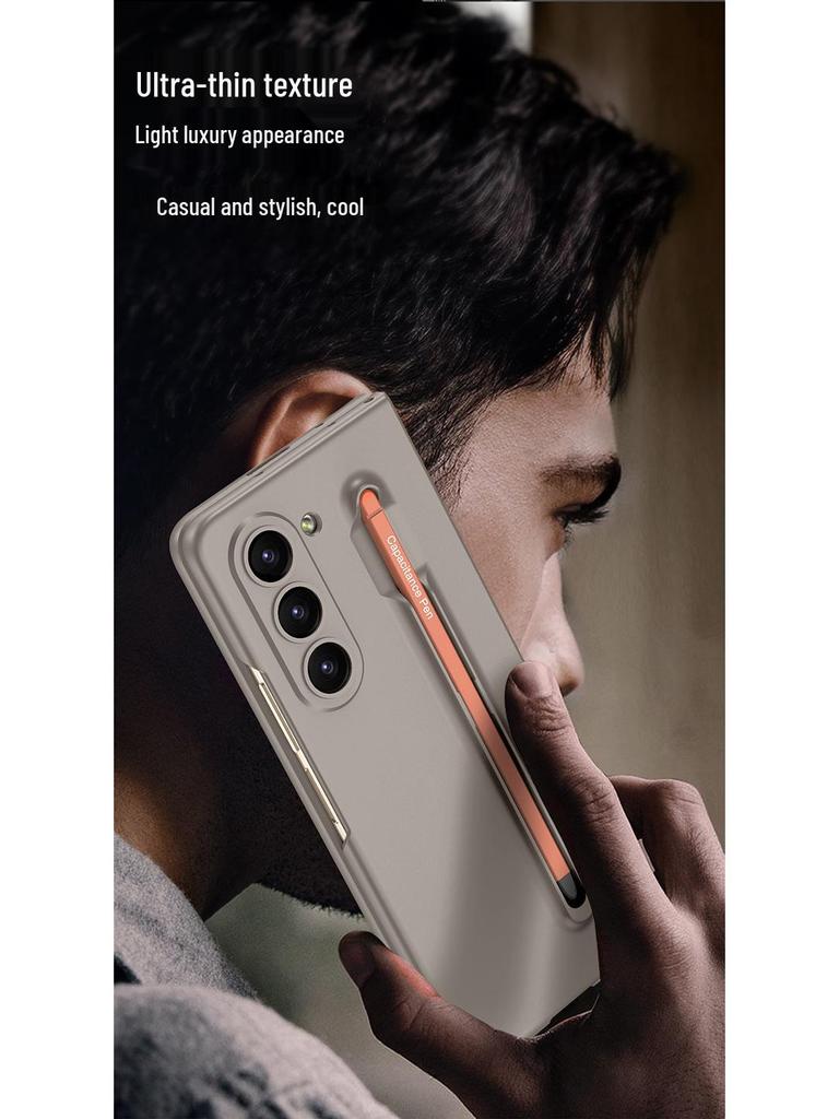 Samsung Z Fold6 Ultra-Thin Frosted Phone Case with Pen Slot - Solid Color Protective Cover