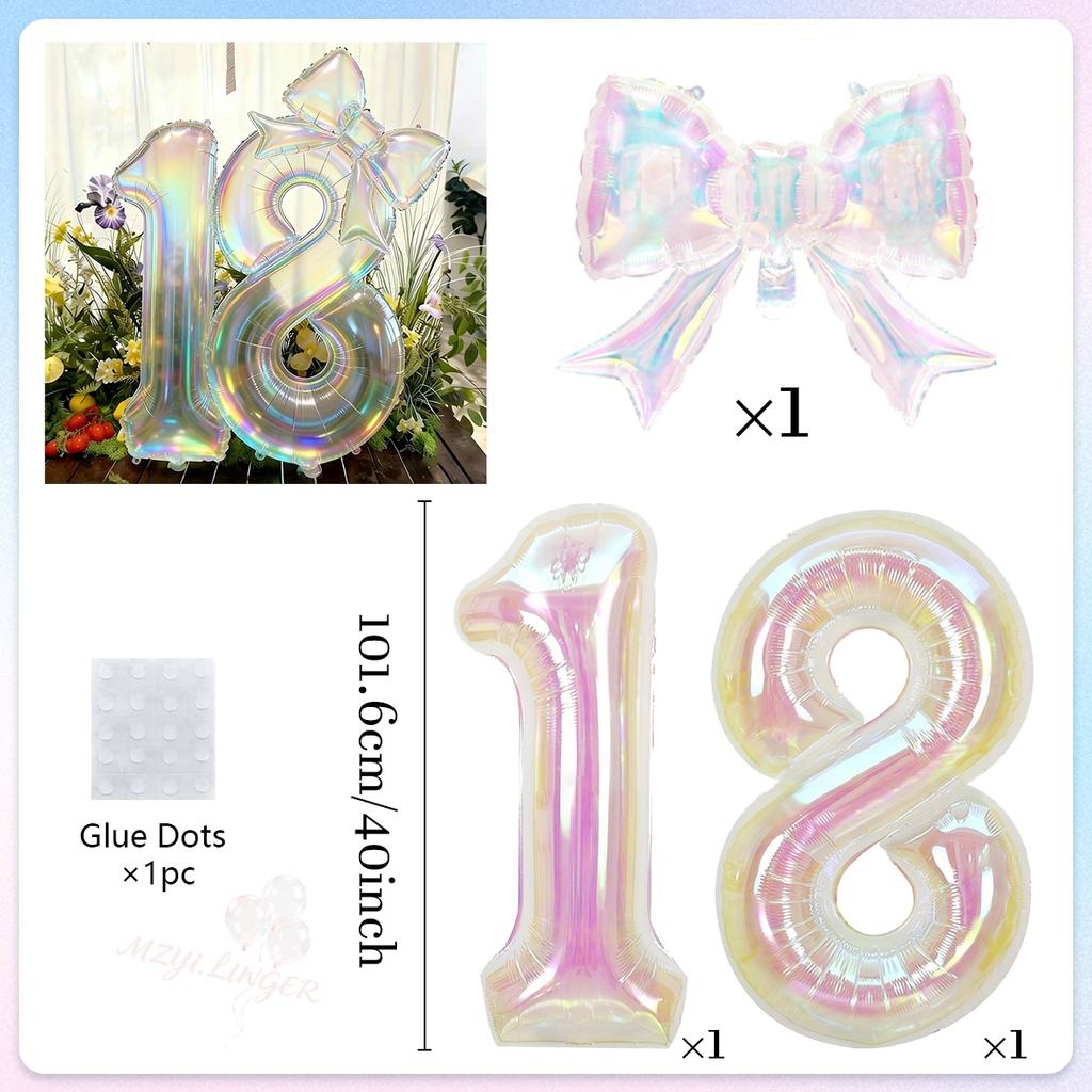 Colorful Transparent Digital Balloon Colorful Bow Balloon, Used for Birthday Parties and Anniversary Decoration
