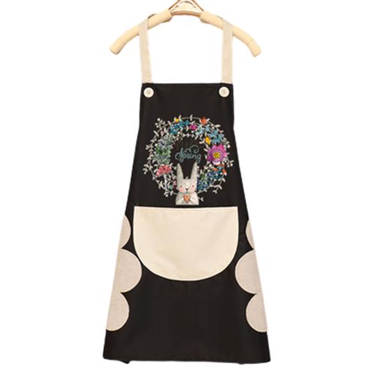 Wipeable Waterproof Oil-Proof Cartoon Wreath Rabbit Kitchen Nail Shop Apron