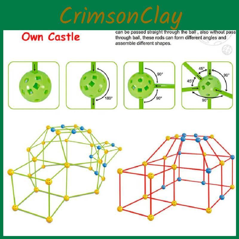 Diy Kids Building Tent Kit With Plastic Connectors For Imaginative Play And Parentchild Interaction