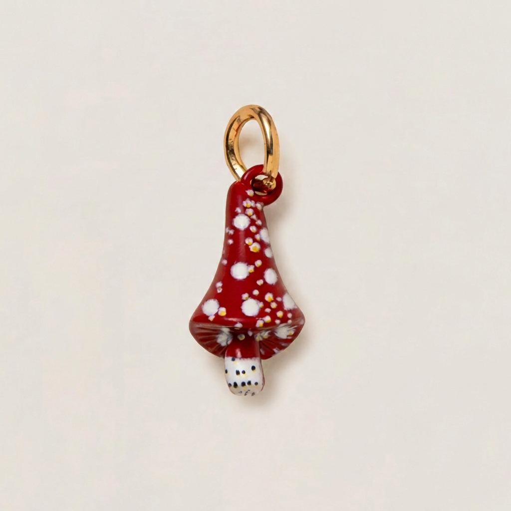 New Arrival Natural Animal & Mushroom Pendant, DIY 18K Gold Oil Painting with Color Retention