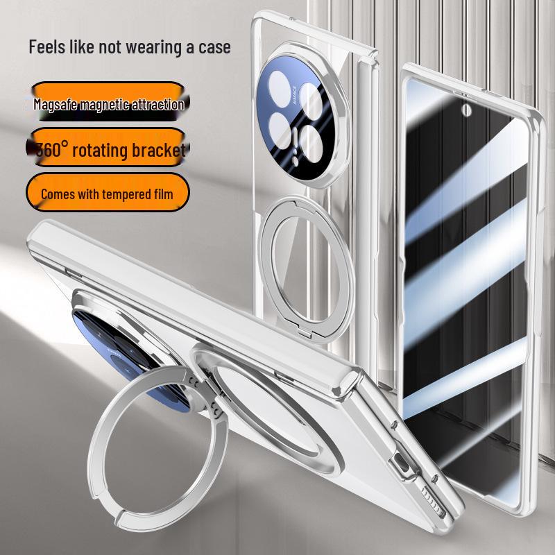 Honor Magic V6 Transparent Foldable Phone Case, Magnetic Stand, Full Coverage, Anti-Drop Protection for Men
