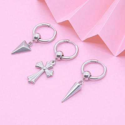 Unisex Minimalist Stainless Steel Cone Pendant Earrings