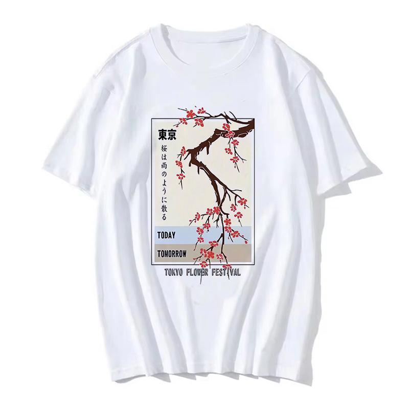

Women Today Tomorrow Tokyo Flower Festival T Shirt Fashion O-Neck Tshirts Summer Tops Fashion Street T-Shirts S