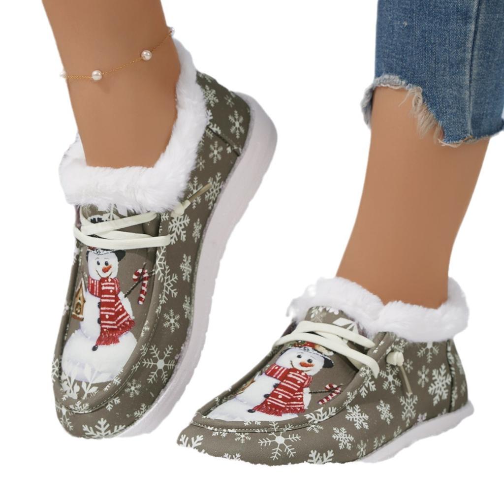 Foreign Trade New Large Size European and American Christmas Short Snow Boots Season New Large Size Velvet Casual Women's Flat Bottom Warm