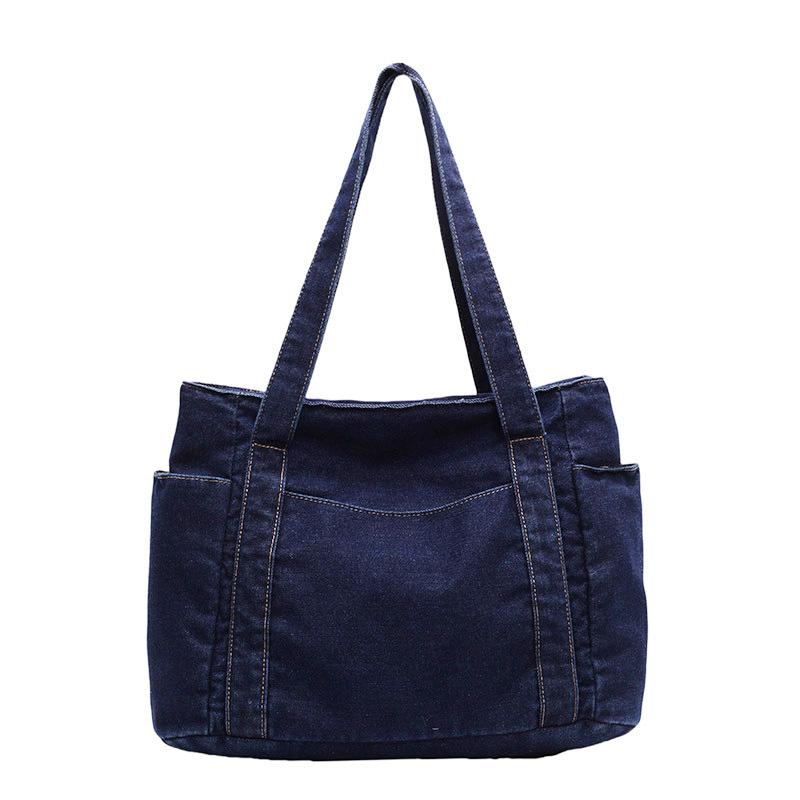 2025 new product handbag women's large-capacity casual simple denim bag student commuter shoulder bag