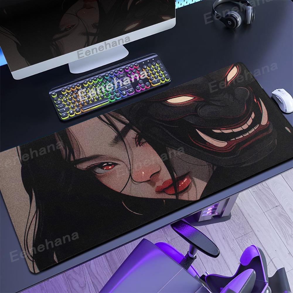 Hot Devil Mask Rubber Mouse Pad Anime Goth Girls Gaming Dark Mats Gamer Locking Edge Computer Mouse Big Office XCM Desk Mat
