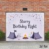 2D Lavendel Sternen Camping Geburtstag Hintergrund, Lagerfeuer Zelt Foto Hintergrund