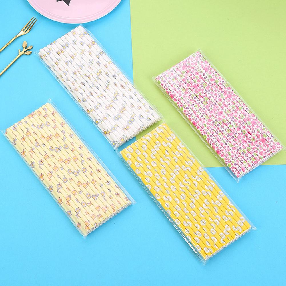 25Pcs/Set Drink Paper Straws Wedding Birthday Party Drinking Straw