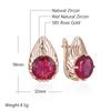 Shiny Red Natural Zircon Drop Earrings For Women Fashion  Rose Gold Color Party Accessories Daily Fine Vintage Jewelry