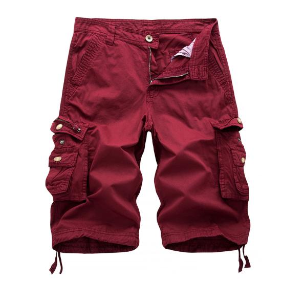 Casual Men's Solid Color Summer Multi-Pockets?Cargo Shorts Loose Fifth Pants