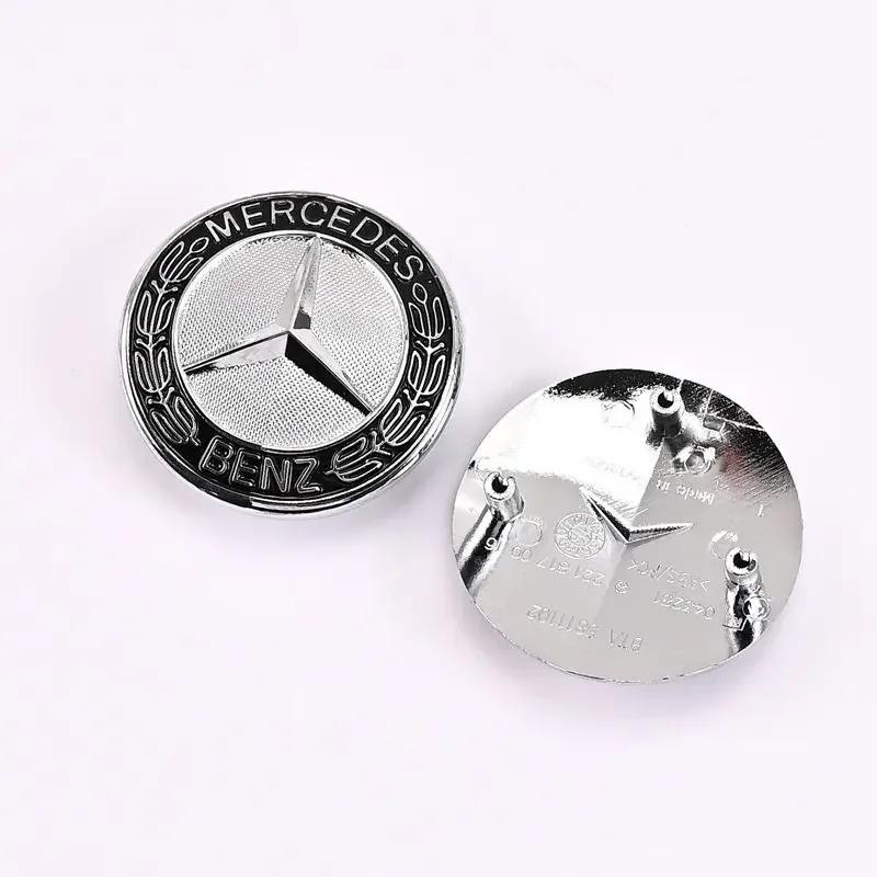 38mm 42mm 3 Pins ABS Car Emblem Front Grille Hood Edge Head Bonnet Badge for Mercedes Benz Old C/E/S Class C200 E300 S400 Logo FC1 V2