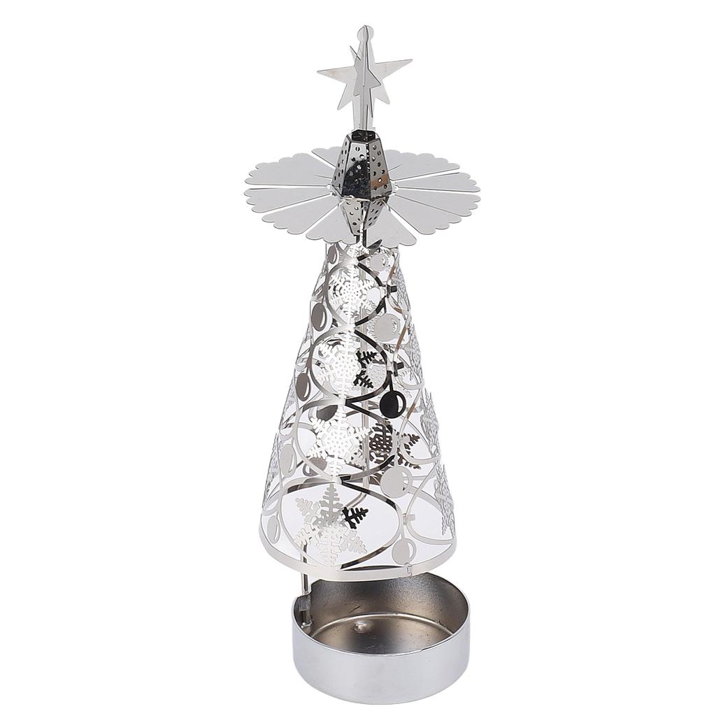 Spinning Candle Holder Rotating Candlestick Set for Romantic Wedding Christmas Party Silver