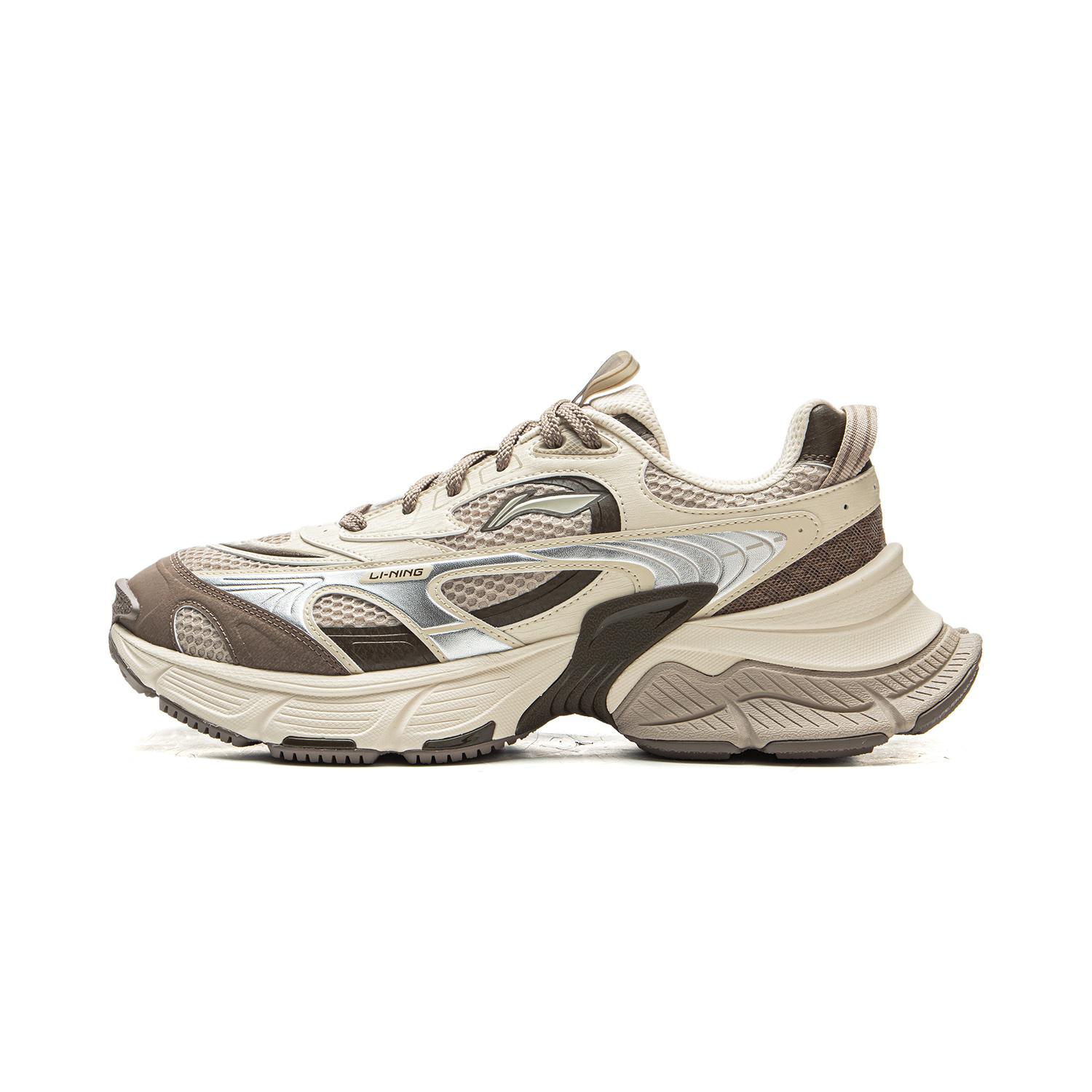 

Li Ning Xingji Амортизирующие износостойкие дышащие низкие массивные кроссовки мужские бежево-коричневые AGCV353-3 44