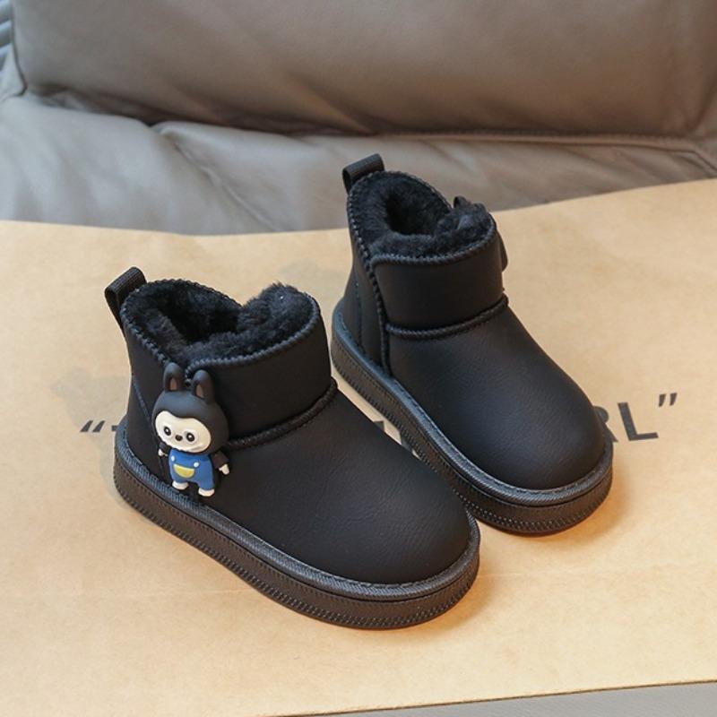 Girls' Warm Snow Boots Winter Thickened Short Boots with Fur Trim Non-slip Soft Sole Cotton Shoes