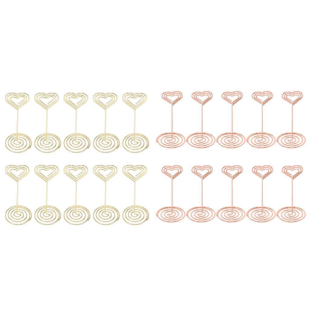 10Pcs Table Number Stands Layered Heart Style Stable Base Electroplated Metal Place Card Holder for 