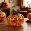 Pumpkin Ornament Mini Hand Blown Glass Ornament, Collectible Thanksgiving Halloween Decoration Faux Crystal Hanging for Fall, Harvest Unique Gift