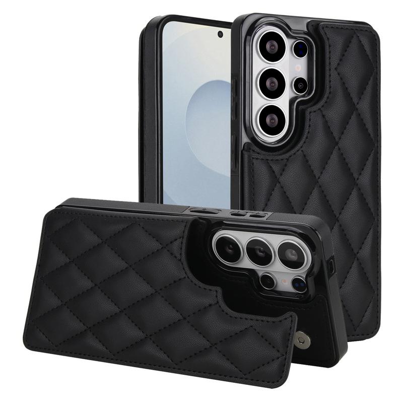 S26 Ultra Case Luxury Mesh Leather Card Slots Phone Holder Cover Case For Samsung Galaxy S25 FE S24 S23 S22 Plus S21 FE A53 A54 A55 A56 A57 5G
