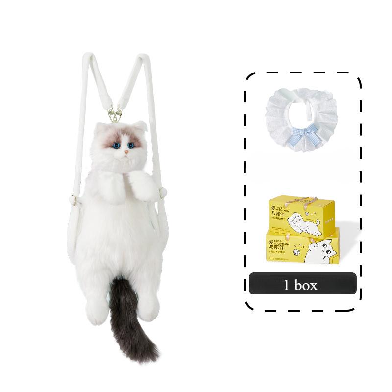 Cute Stuffed Cat Doll Backpack Animal Shaped Plush Cat Backpack for Boys Girls Children School Bag Anniversary Birthday Gift