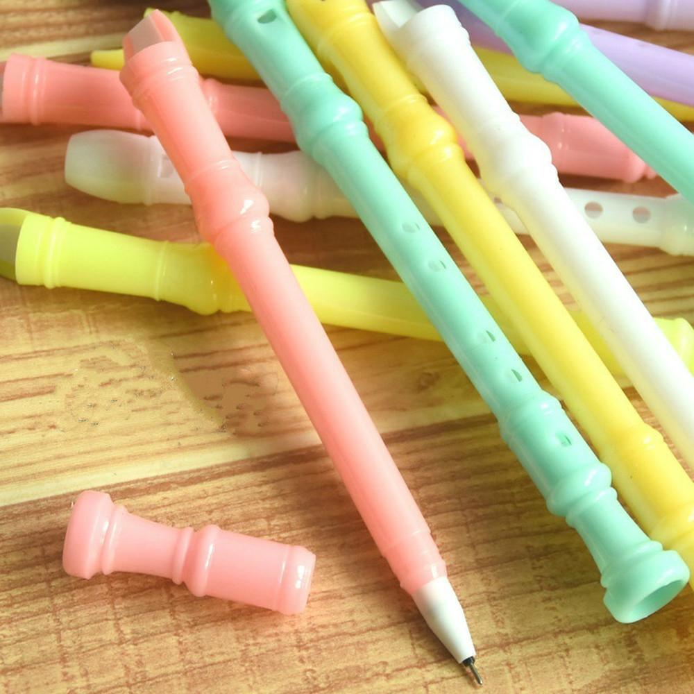 4pcs School Stationery Gel Pens Candy Color Mini Clarinet Shape Creative Cartoon Flute Writing Supplies Student Gifts