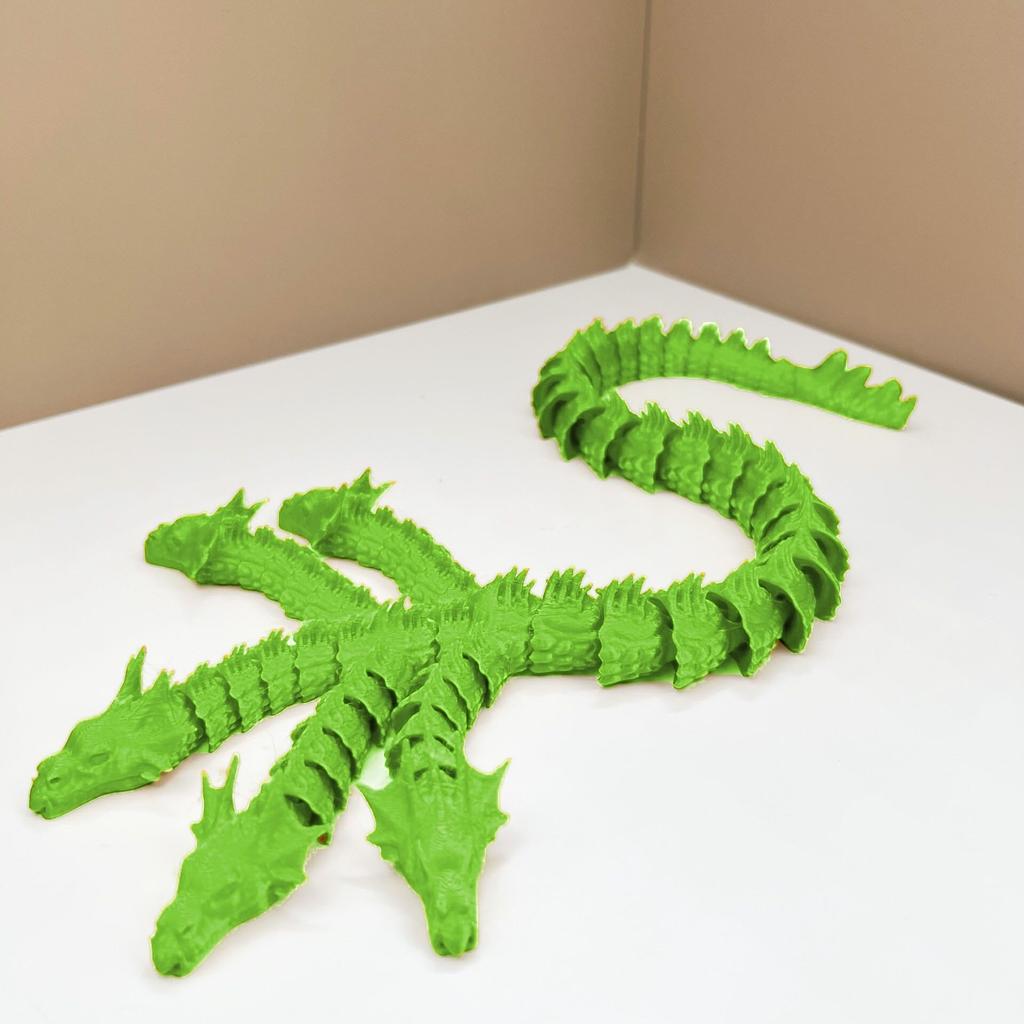 3D Printed Five-Headed Snake Dragon Ornament - Integrated Joint Movable Decoration For Home And Office