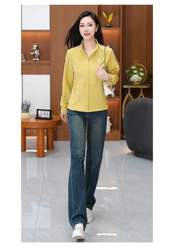 2026 Women's Autumn Lightweight Stand Collar Cardigan - Chic, Fashionable, Loose Fit, Casual Sports Jacket