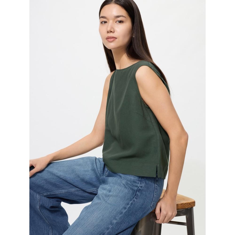 Uniqlo Japan Linen Blend Blouse Sleeveless