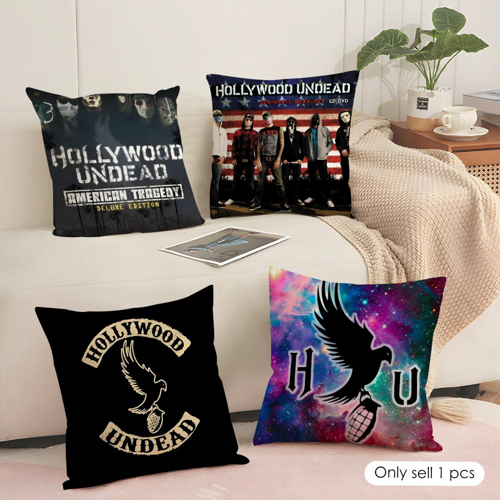 H-Hollywood U-Undead Band Cushion Cover Pillowcase Ultra Soft Skin Friendly Fabric Cloud Like Comfort & Concealed Zipper