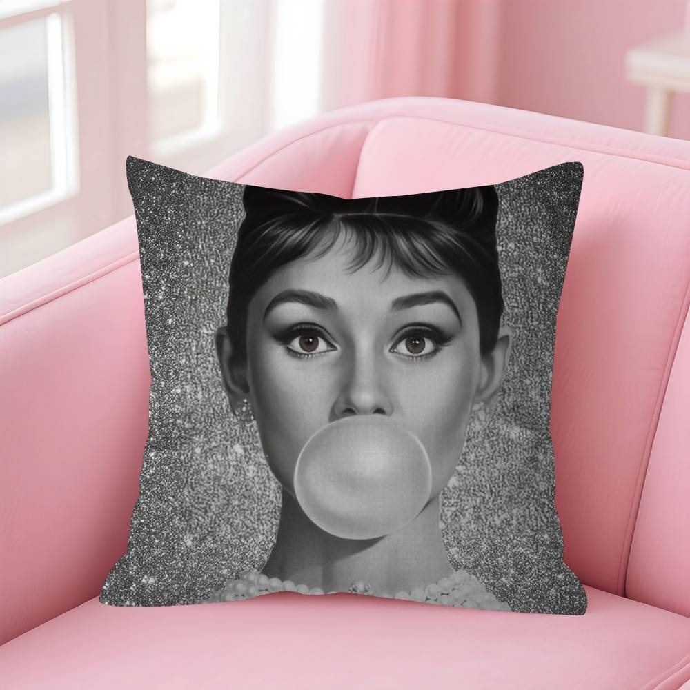 Audrey Hepburn Lipstick Cushion Cover Car Throw Pillow Case For Sofa Car Christmas Gift