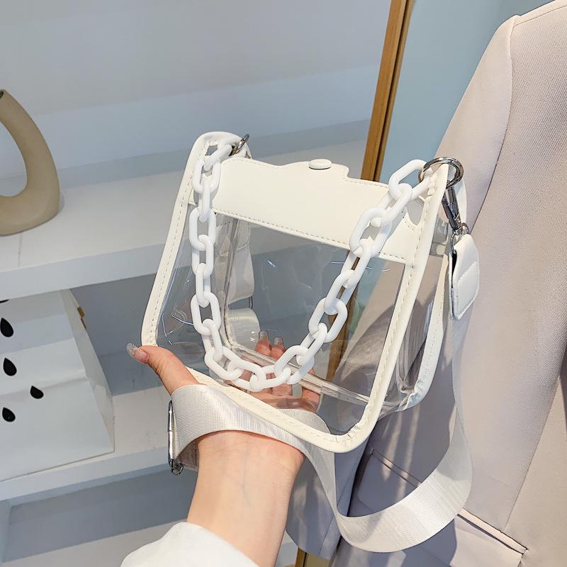 Women's Waterproof PVC Jelly Crossbody Chain Bag - Transparent Mini Phone Purse
