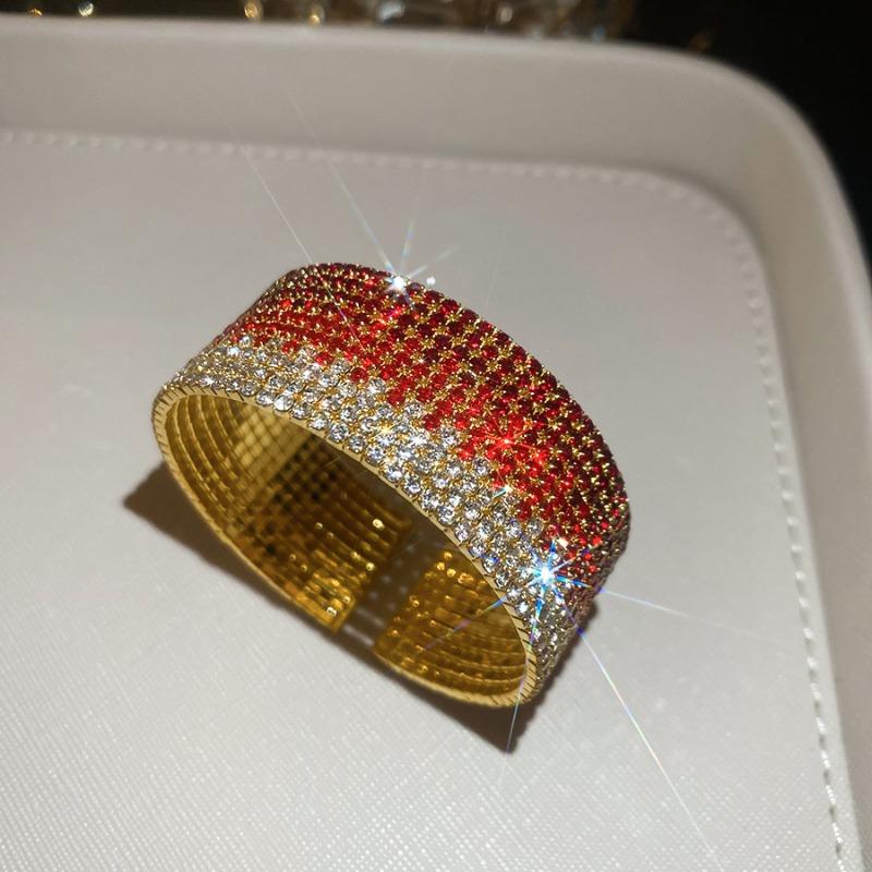 Diamond sparkle~ diamond-encrusted multi-layer round gradual change opening bracelet design sense niche bracelet fashionable exquisite jewelry