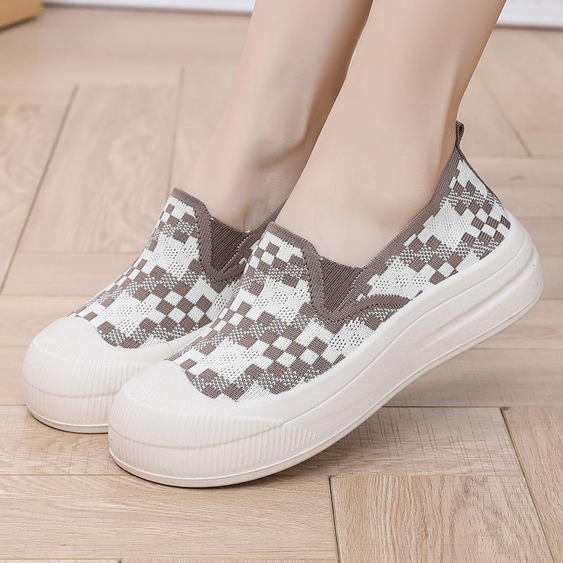 Schuhe Damen Flachmund Freizeit Sport Bequem Atmungsaktiv Einzelne Schuhe Mode Vielseitig Leicht Bequem Rutschfest Damenschuhe