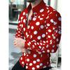 Camisa de Manga Larga con Lunares Grandes para Hombre, Camisa de Negocios con Cuello, Top Versátil Casual Europeo y Americano para Hombre