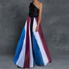 1 Set Bankettkleid Kontrastfarbe Atmungsaktiv Bodenlang Großer Saum Abendkleid