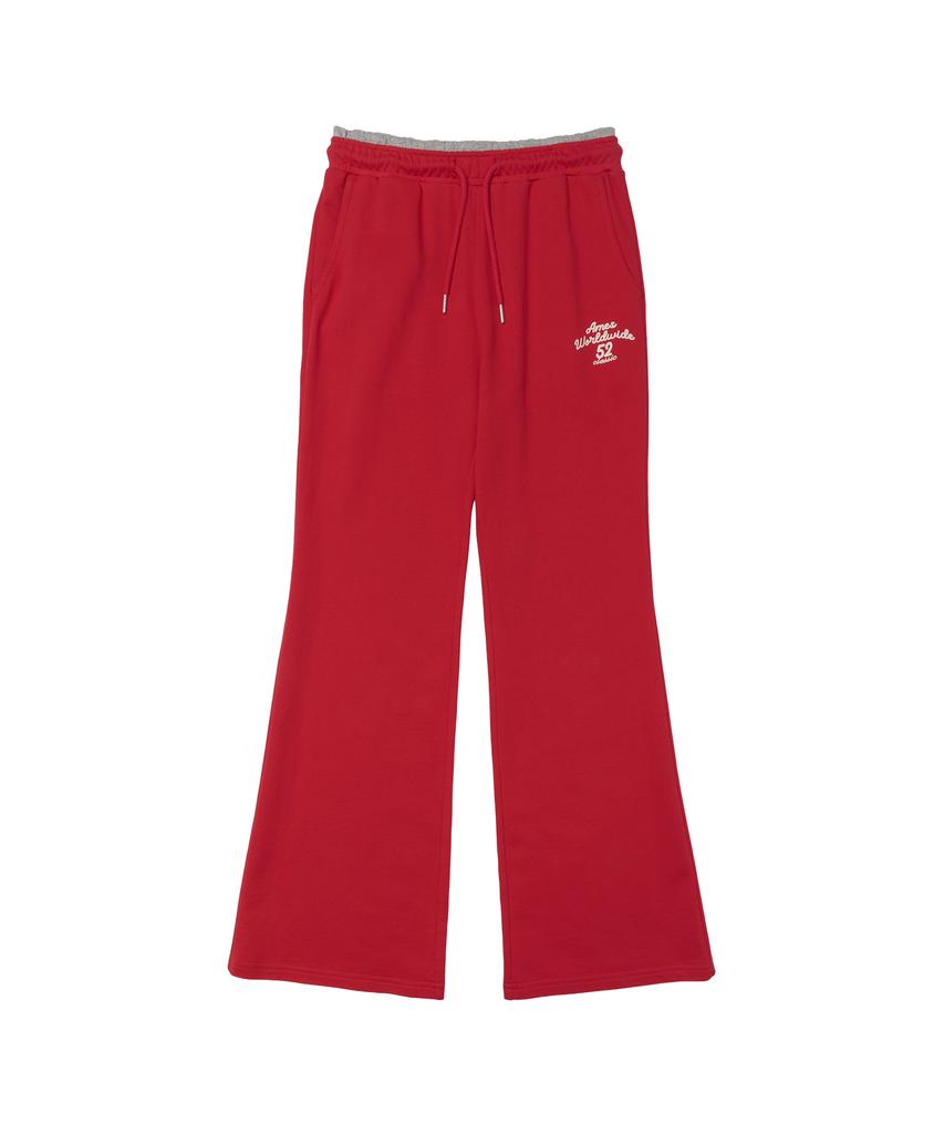 AMES-WORLDWIDE Classic Slim Boot Cut Sweat Pants Red