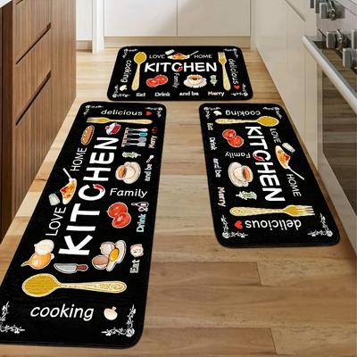 VIKAMA Stain-Resistant Kitchen Rug Kitchenware Spice Pattern Rug Warm Rug For Bedroom Carpet For Live Room Bathroom Mat Home Dec