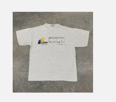Vintage 90s Peanuts Characters Snoopy Charlie Brown Cartoon Gray T Shirt Unisex T-Shirt