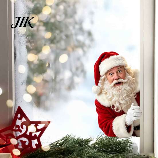 Glass Door Stickers Peeking Santa Claus Static Window Cling, No?Glue Christmas Sticker, Decorative Film Reusable Decal, Holiday Atmosphere Decor for