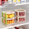 Foldable Handle Vegetable Drain Basket Splash-proof Food Storage Container  Refrigerator
